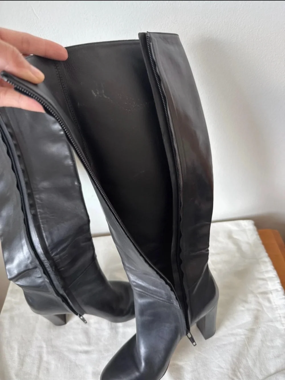 Vince Black Over-the-Knee Leather Boots